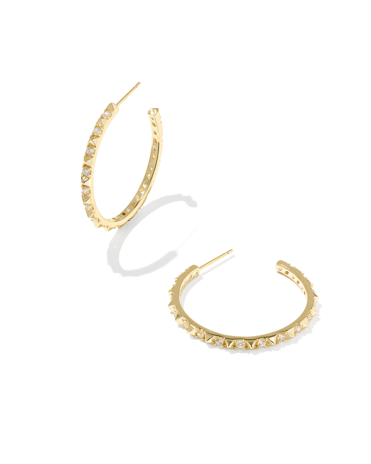 Fate Gold Hoop Earrings in White CZ