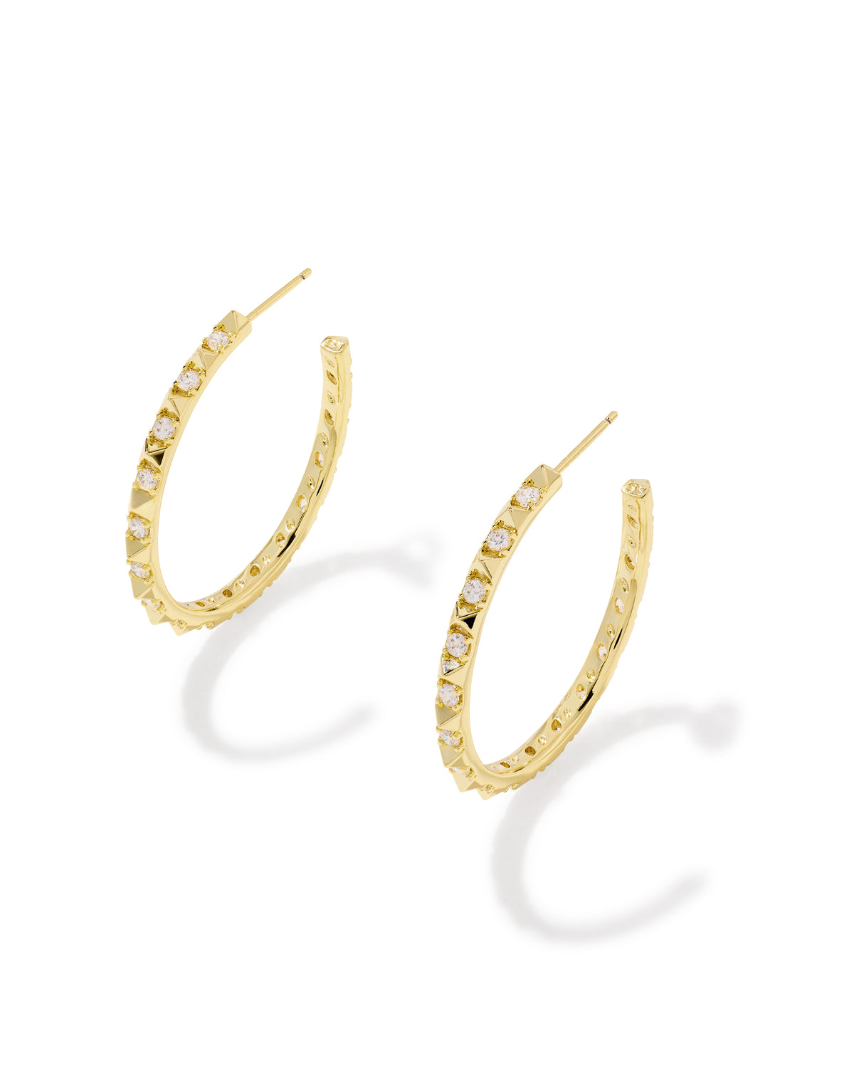 Fate Gold Hoop Earrings in White CZ