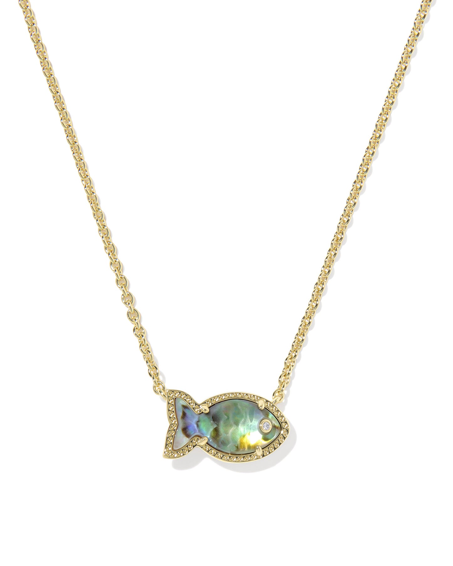 Parker Fish Gold Short Pendant Necklace in Abalone Shell