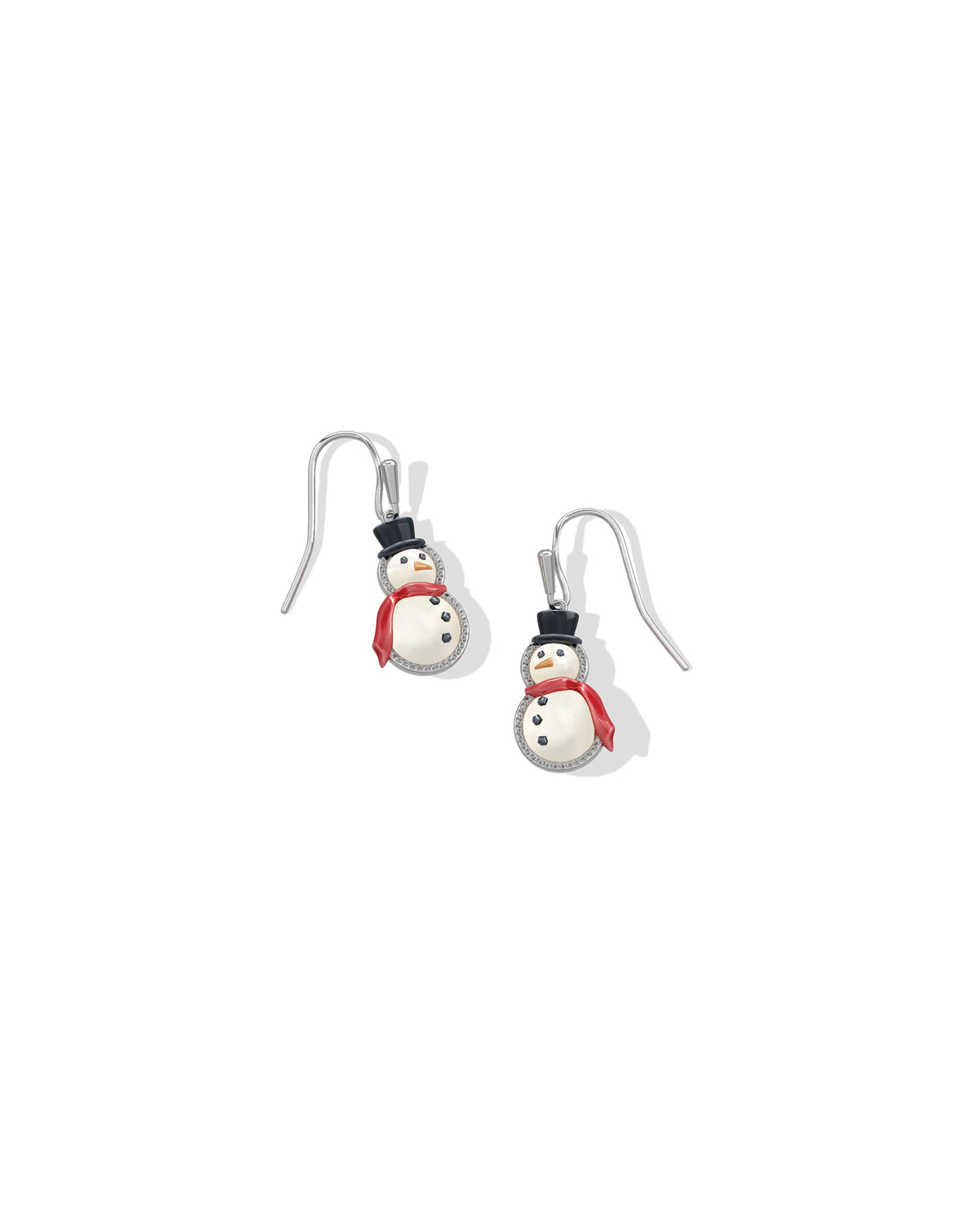 Snowman Silver Drop Earrings in Ivory Mother of Pearl