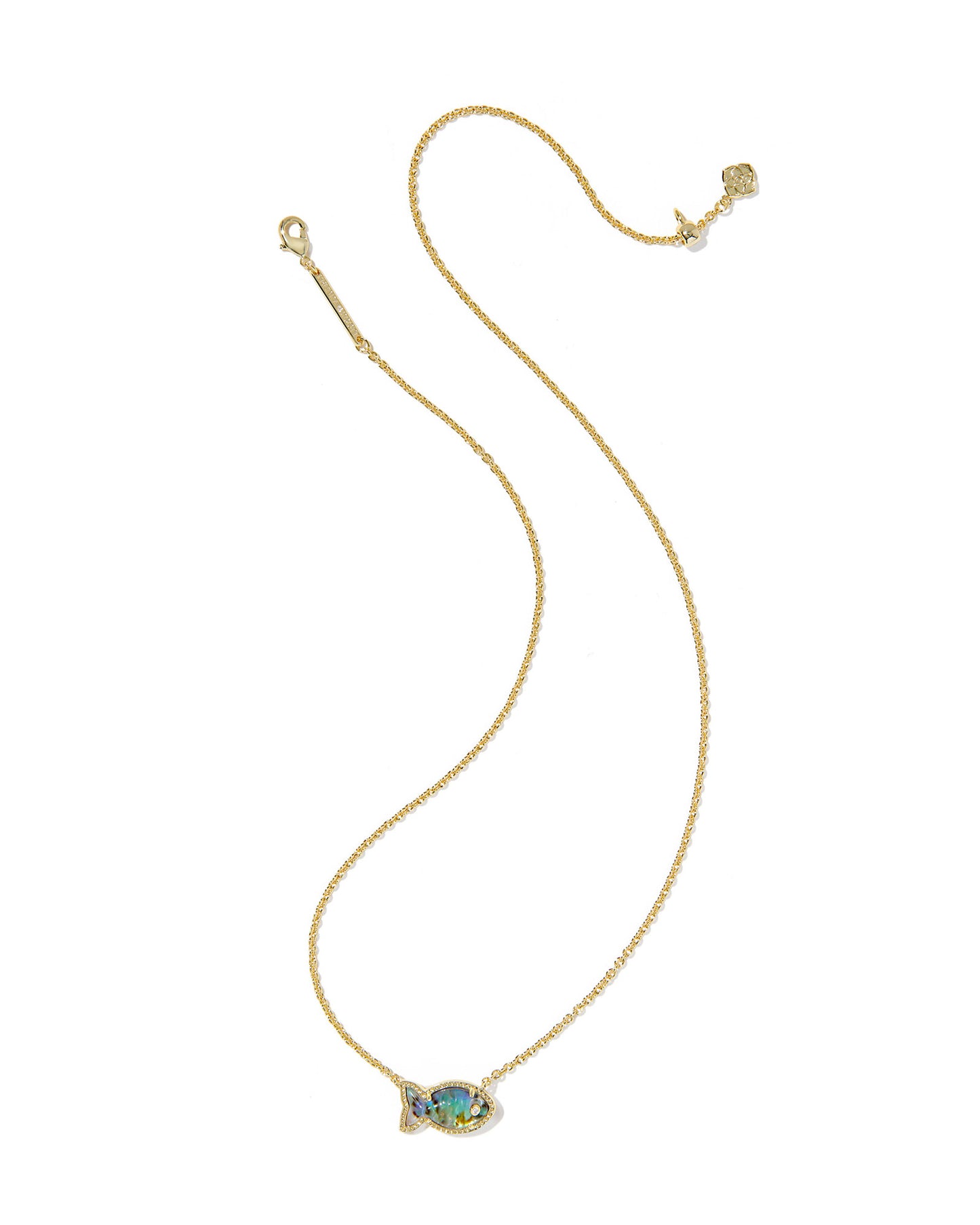 Parker Fish Gold Short Pendant Necklace in Abalone Shell