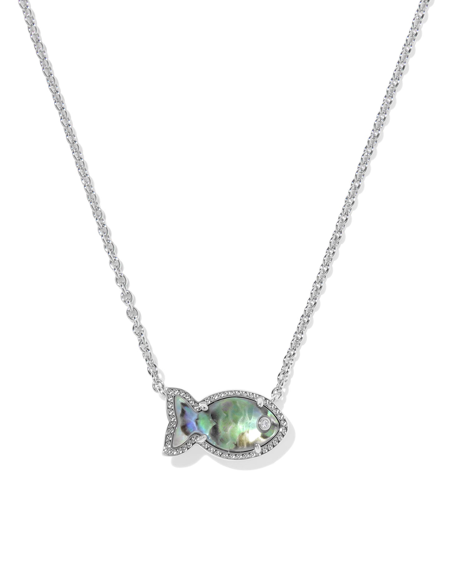 Parker Fish Silver Short Pendant Necklace in Abalone Shell