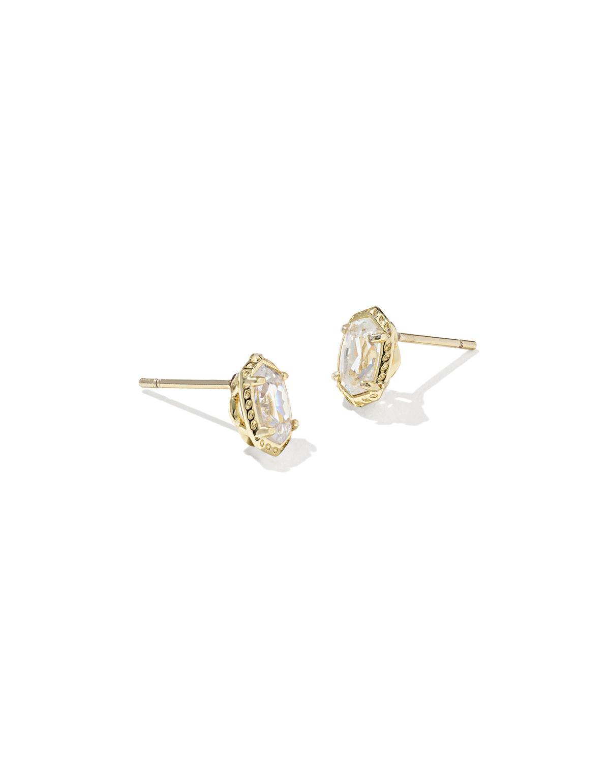 Mini Ellie Luxe Gold Stud Earrings in White CZ