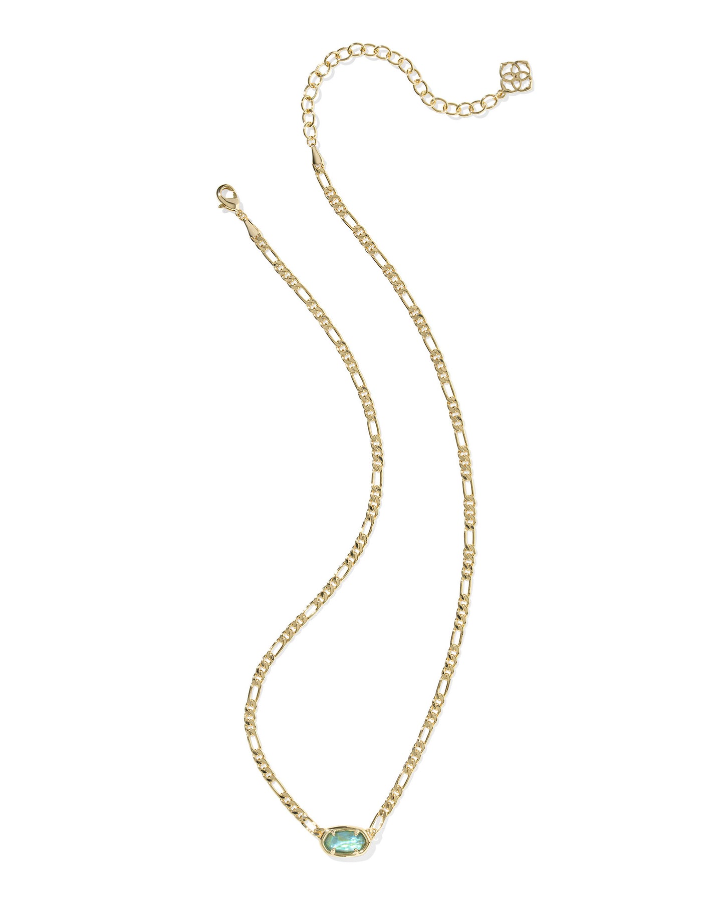 Elisa Gold Deep Aqua Illusion Figaro Chain Short Pendant Necklace