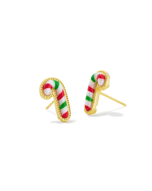 Candy Cane Stud Earrings in Red Green Mix