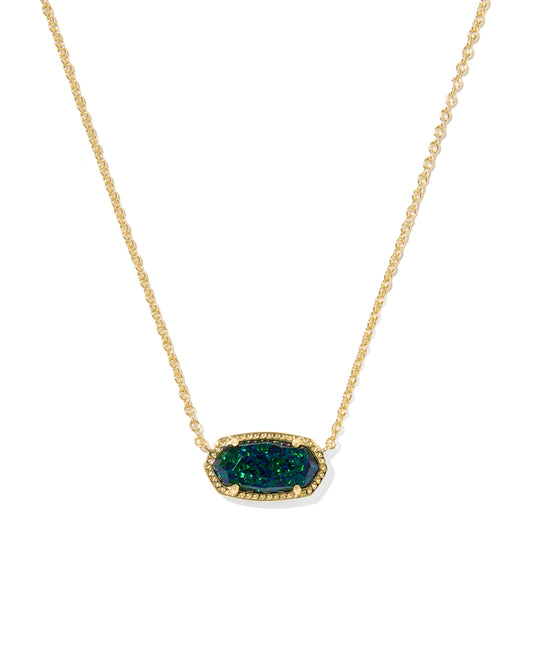 Elisa Gold Pendant Necklace in Night Kyocera Opal