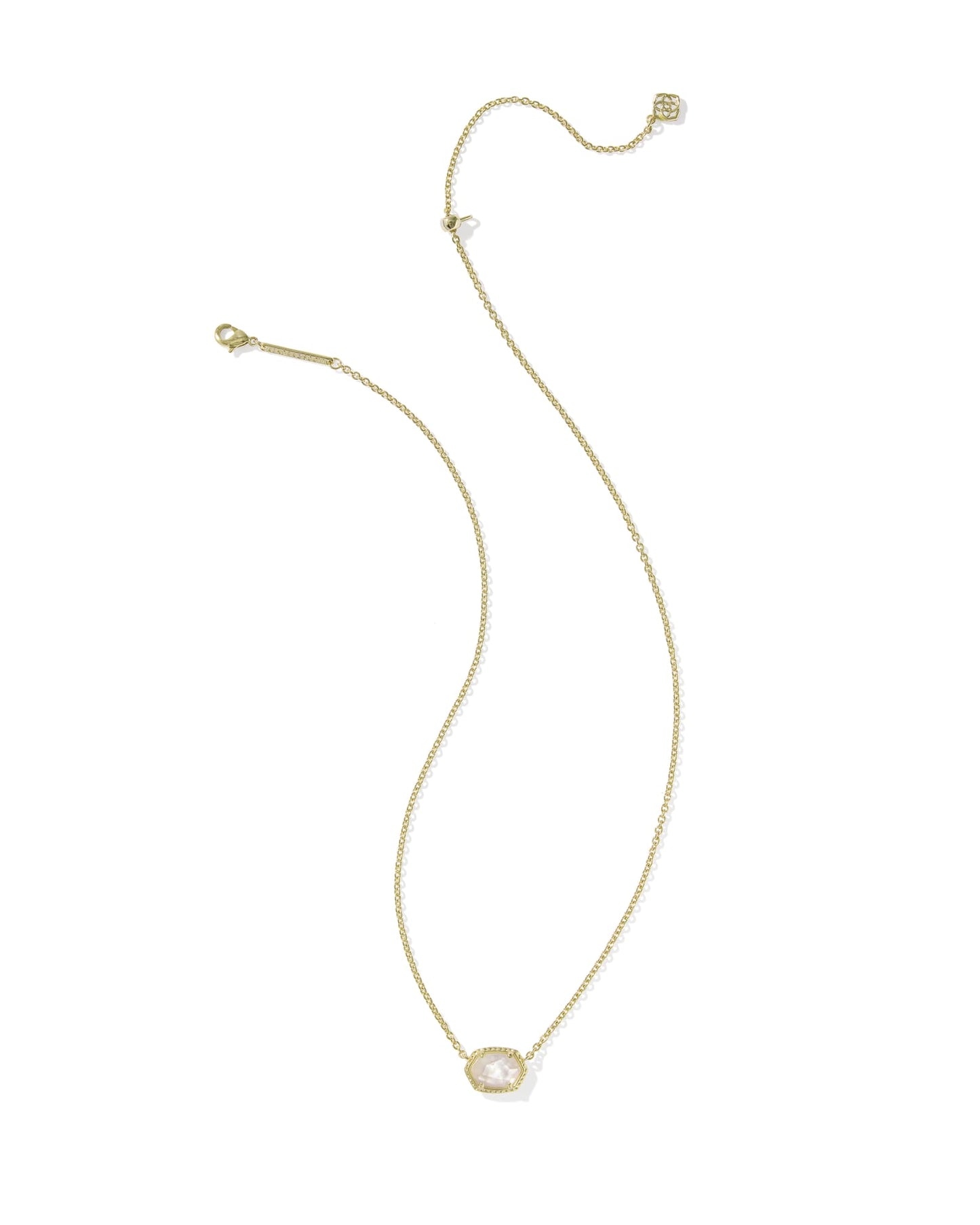 Daphne Gold Frame Short Pendant Necklace in Ivory Mother of Pearl