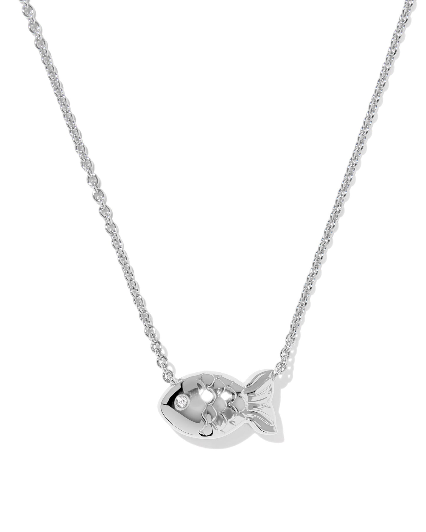 Parker Fish Silver Short Pendant Necklace in Abalone Shell
