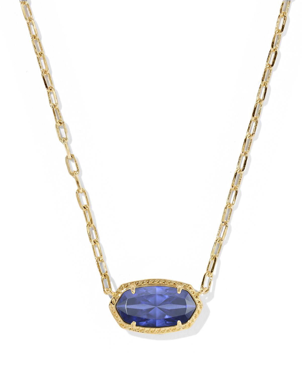 Elisa Luxe Gold Short Pendant Necklace in Blue Crystal