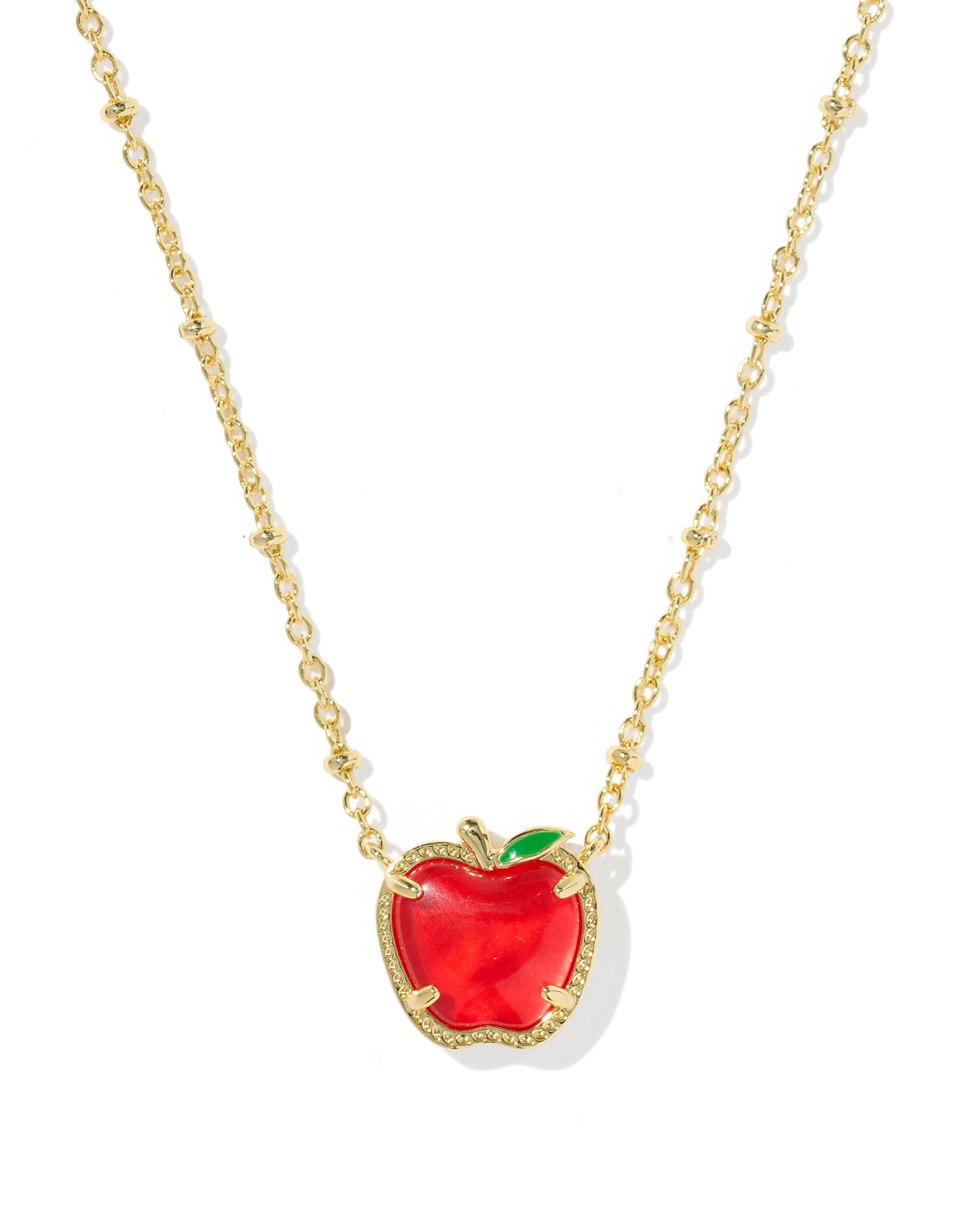 Apple Gold Short Pendant Necklace in Red Illusion