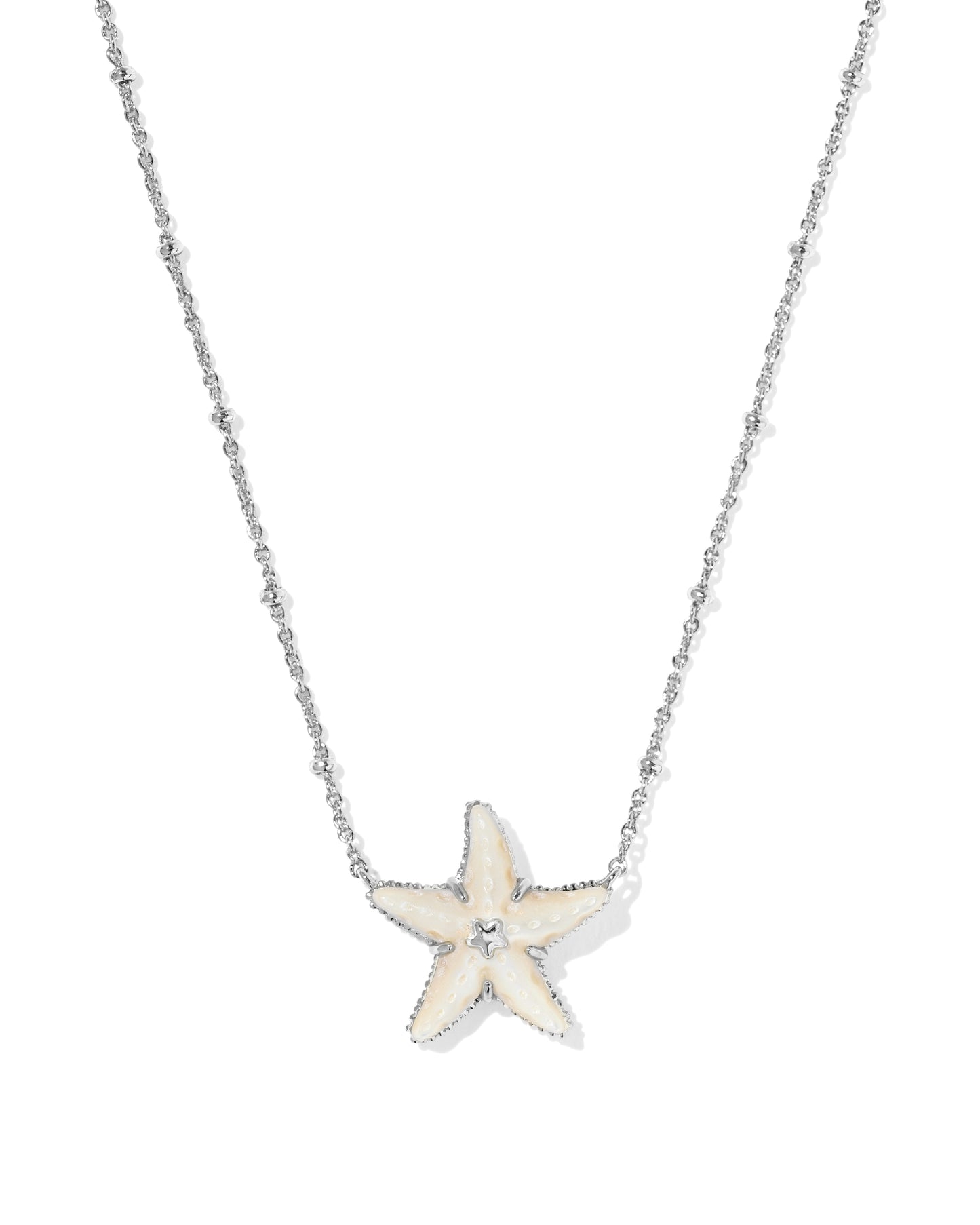 Parker Starfish Silver Short Pendant Necklace in Natural Mother of Pearl