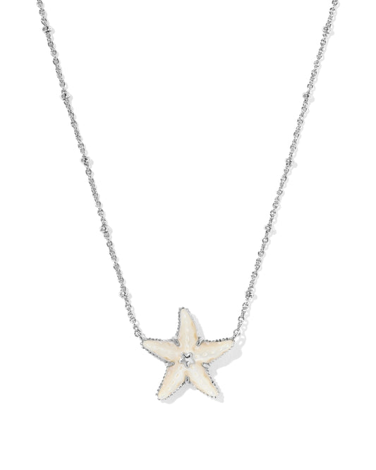 Parker Starfish Silver Short Pendant Necklace in Natural Mother of Pearl