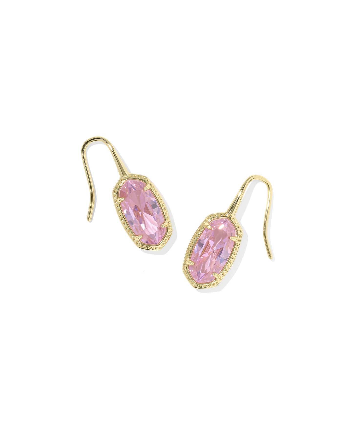 Lee Luxe Gold Drop Earrings in Light Pink CZ