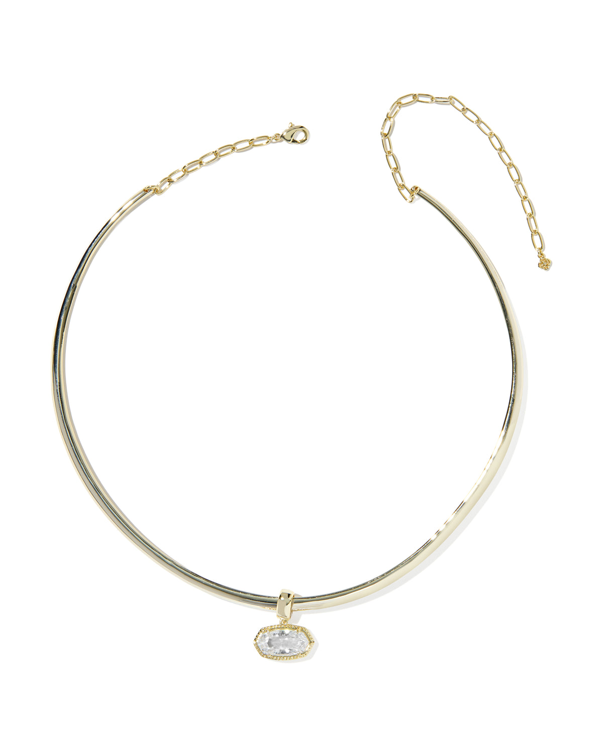 Elisa Luxe Convertible Gold Collar Necklace in White CZ