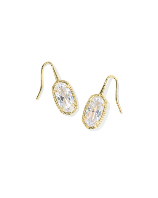 Lee Luxe Gold Drop Earrings in White CZ