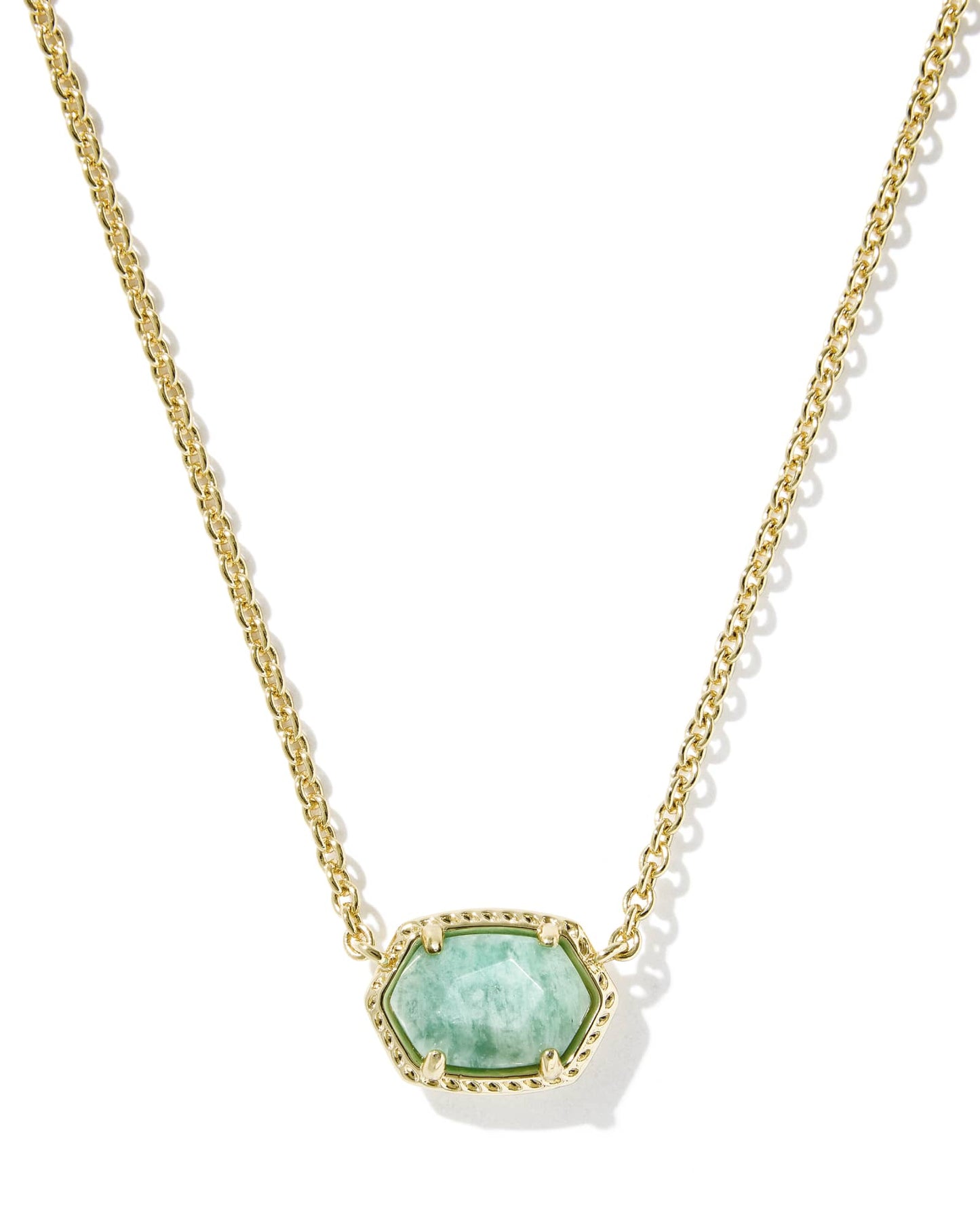 Daphne Gold Frame Short Pendant Necklace in Teal Amazonite