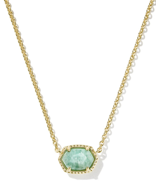 Daphne Gold Frame Short Pendant Necklace in Teal Amazonite