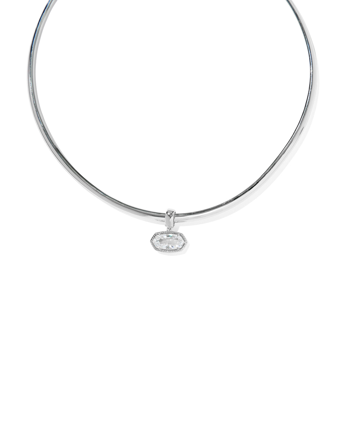 Elisa Luxe Convertible Silver Collar Necklace in White CZ
