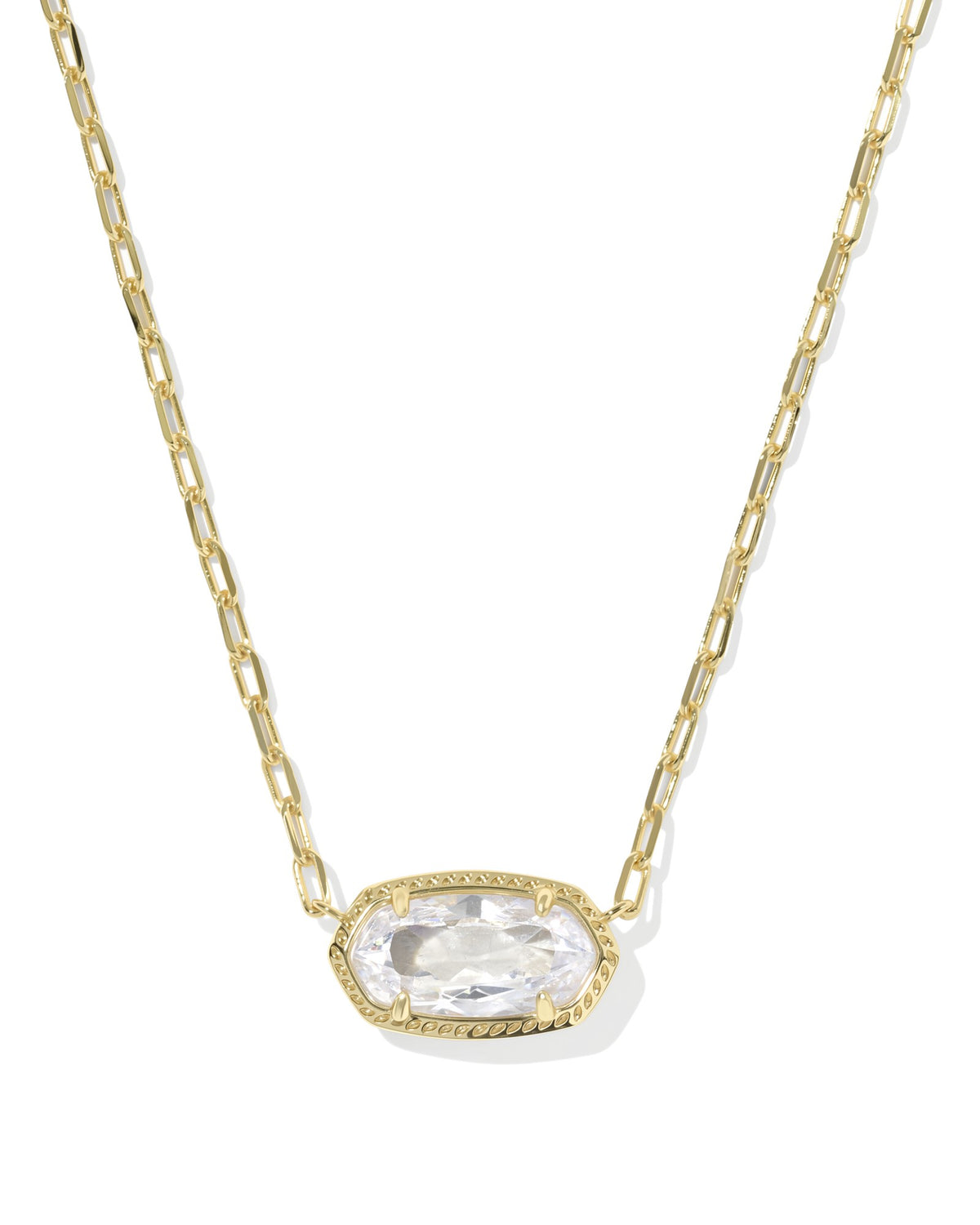 Elisa Luxe Gold Short Pendant Necklace in White CZ