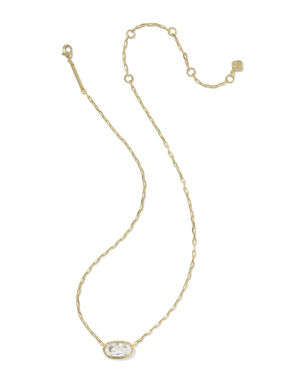 Elisa Luxe Gold Short Pendant Necklace in White CZ