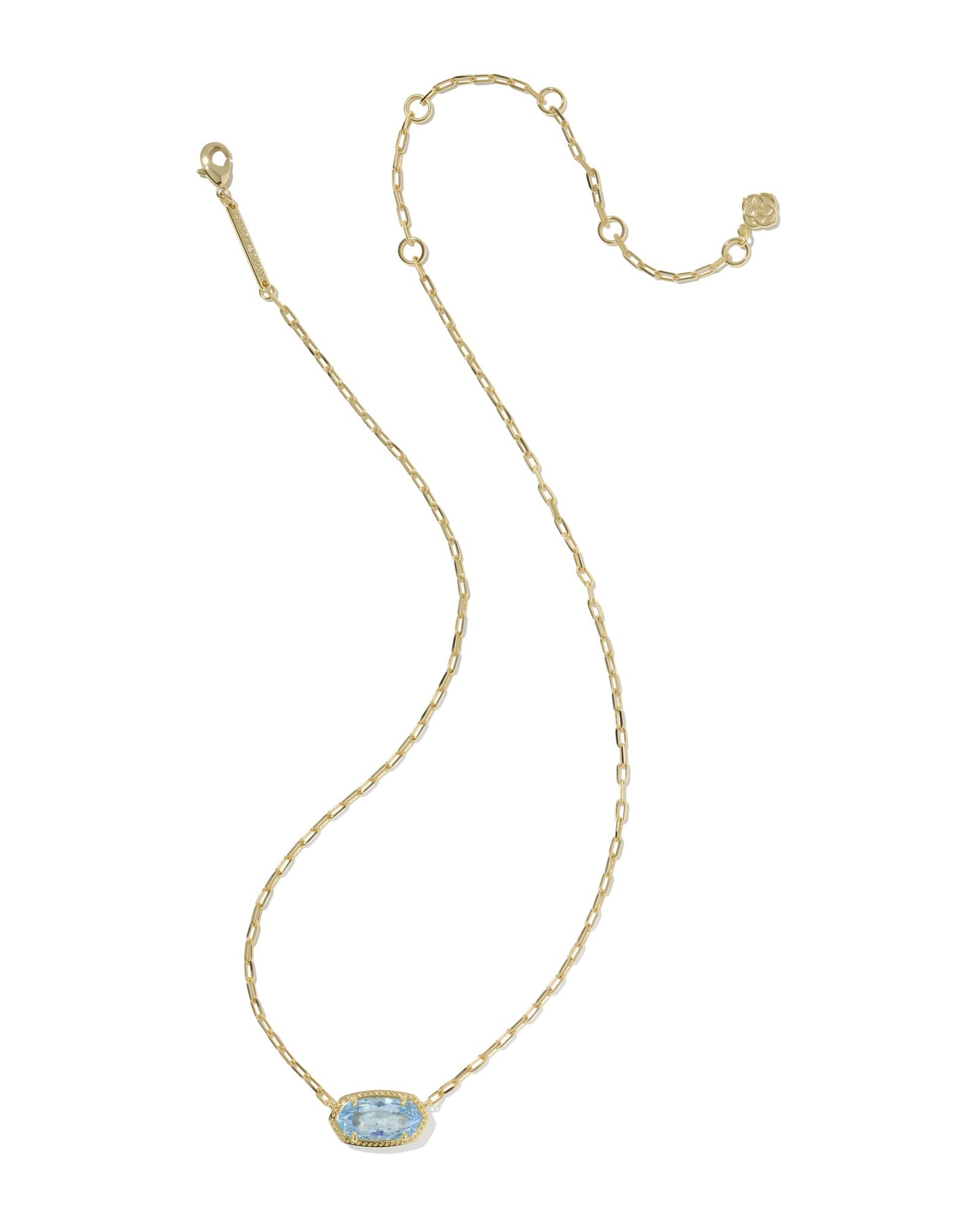 Elisa Luxe Gold Short Pendant Necklace in Light Blue CZ