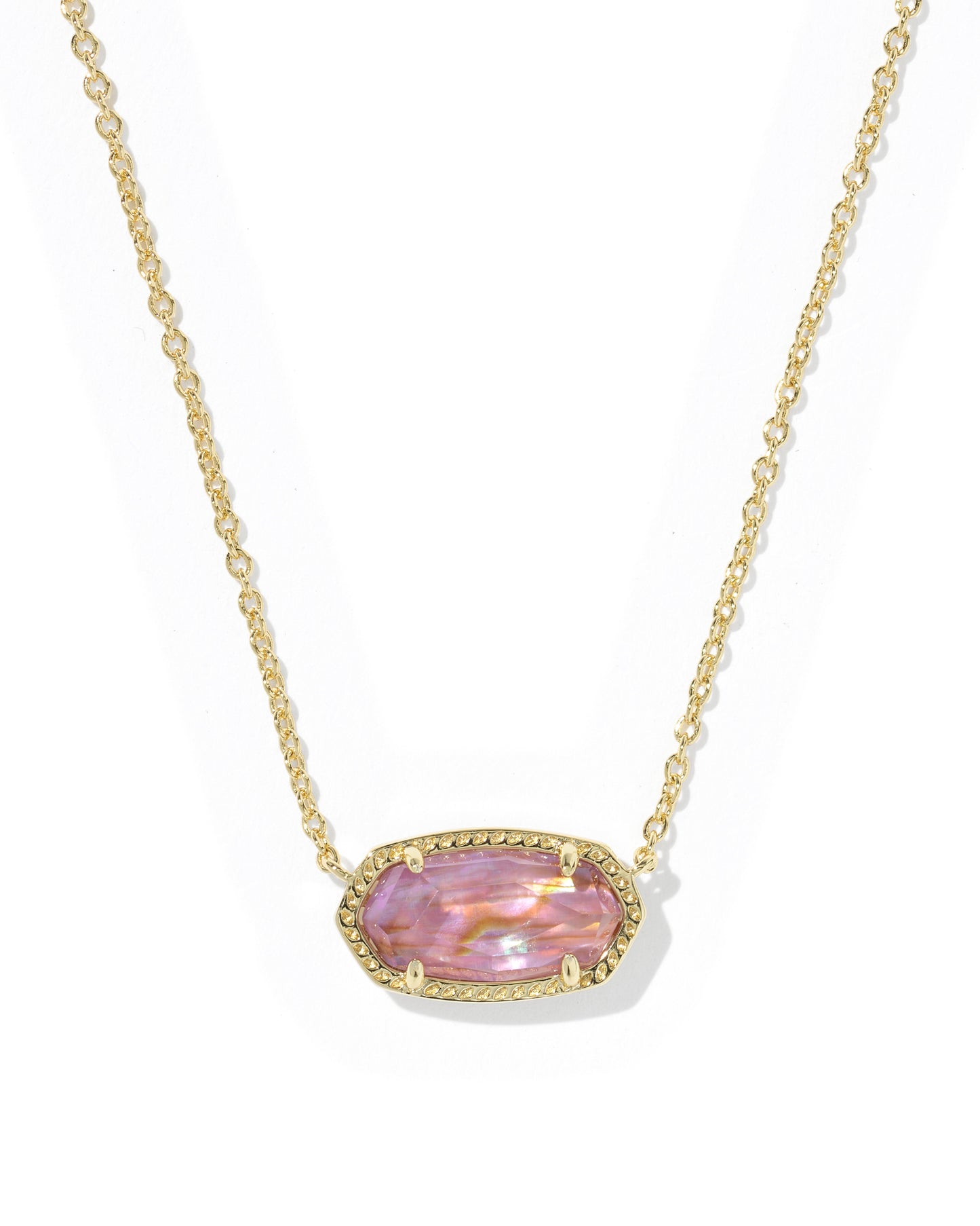 Elisa Gold Pendant Necklace in Light Mauve Illusion