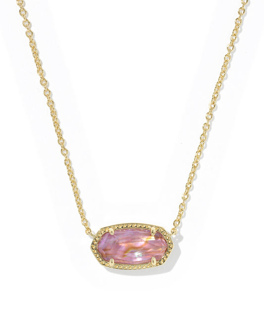 Elisa Gold Pendant Necklace in Light Mauve Illusion