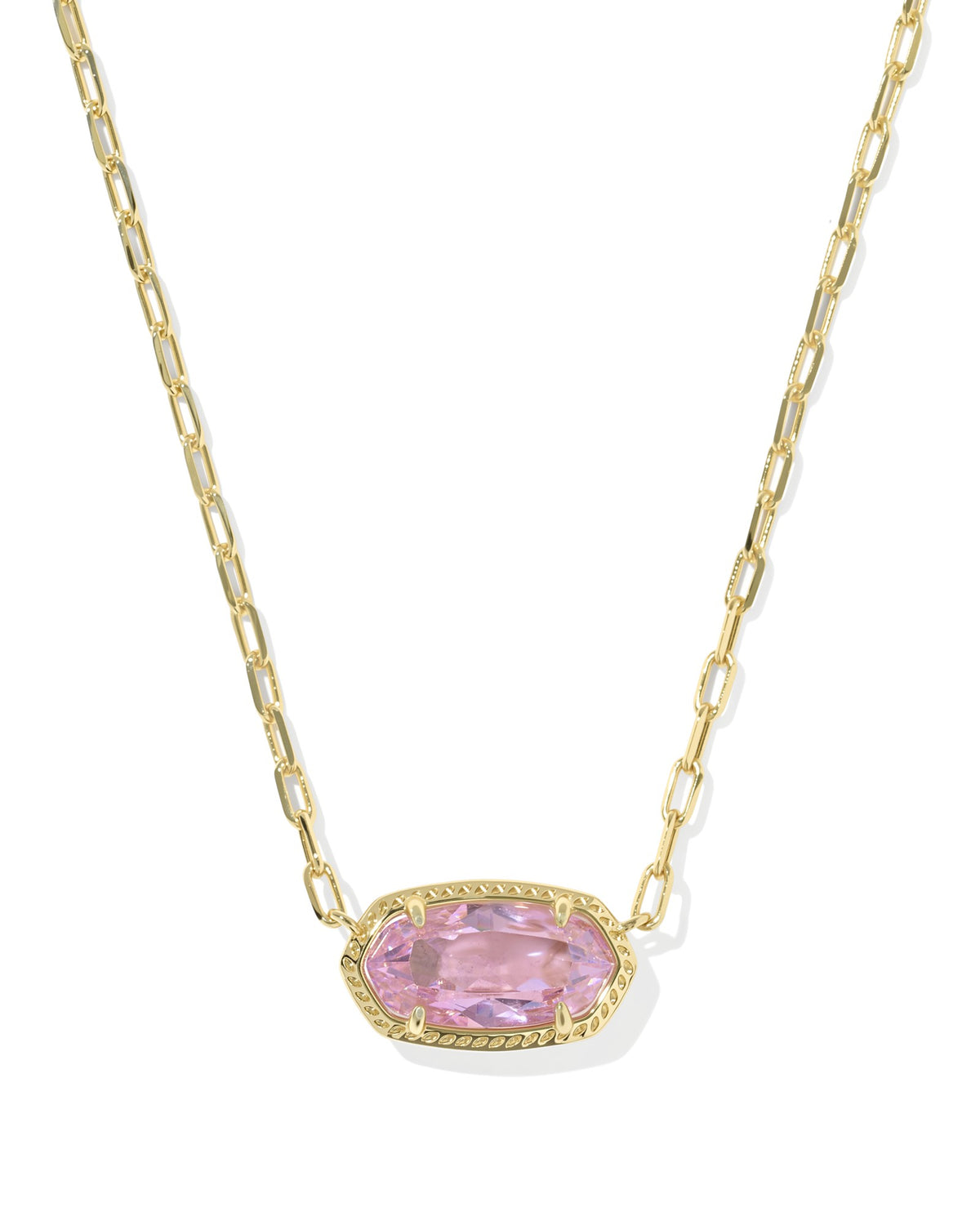 Elisa Luxe Gold Short Pendant Necklace in Light Pink CZ