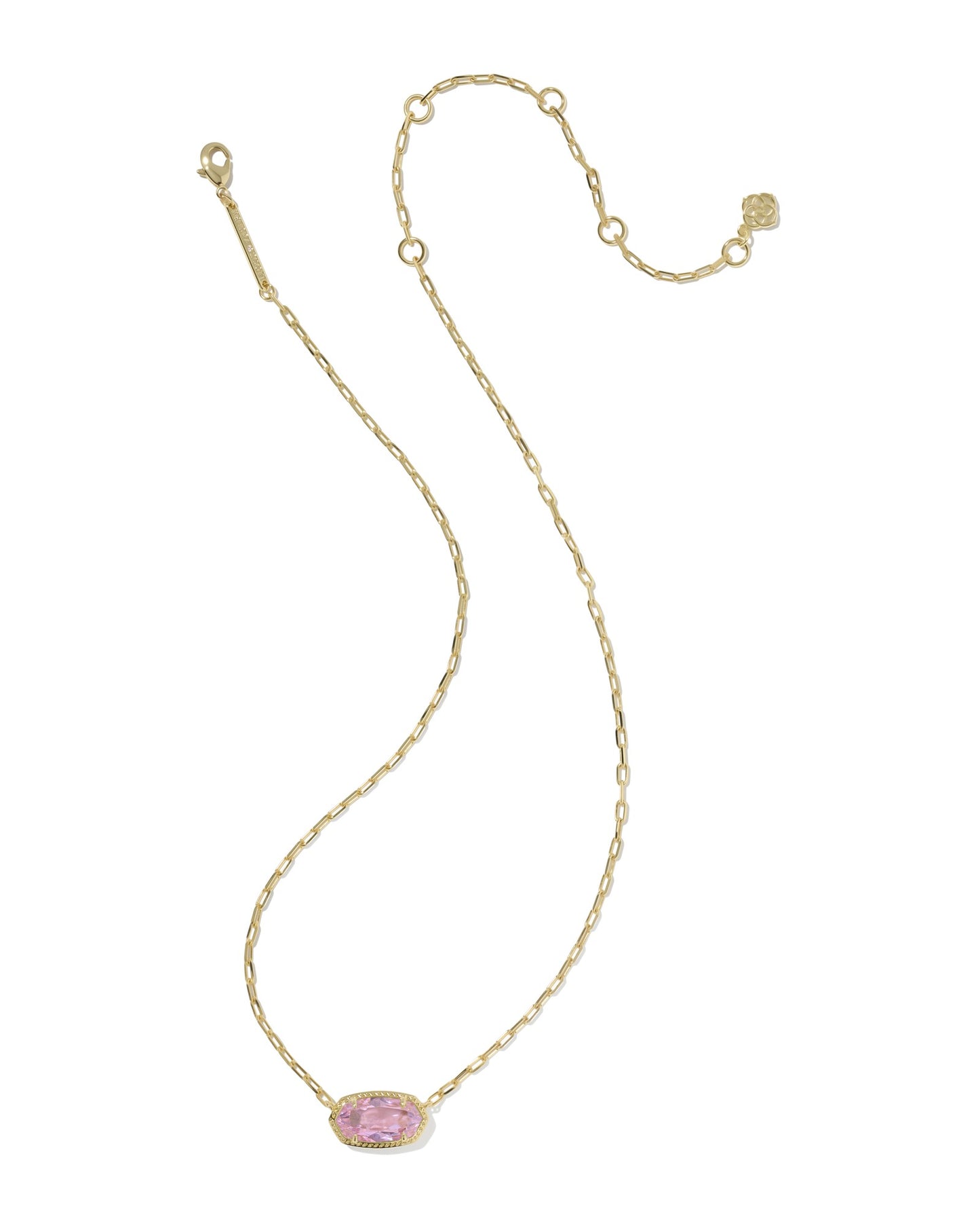 Elisa Luxe Gold Short Pendant Necklace in Light Pink CZ