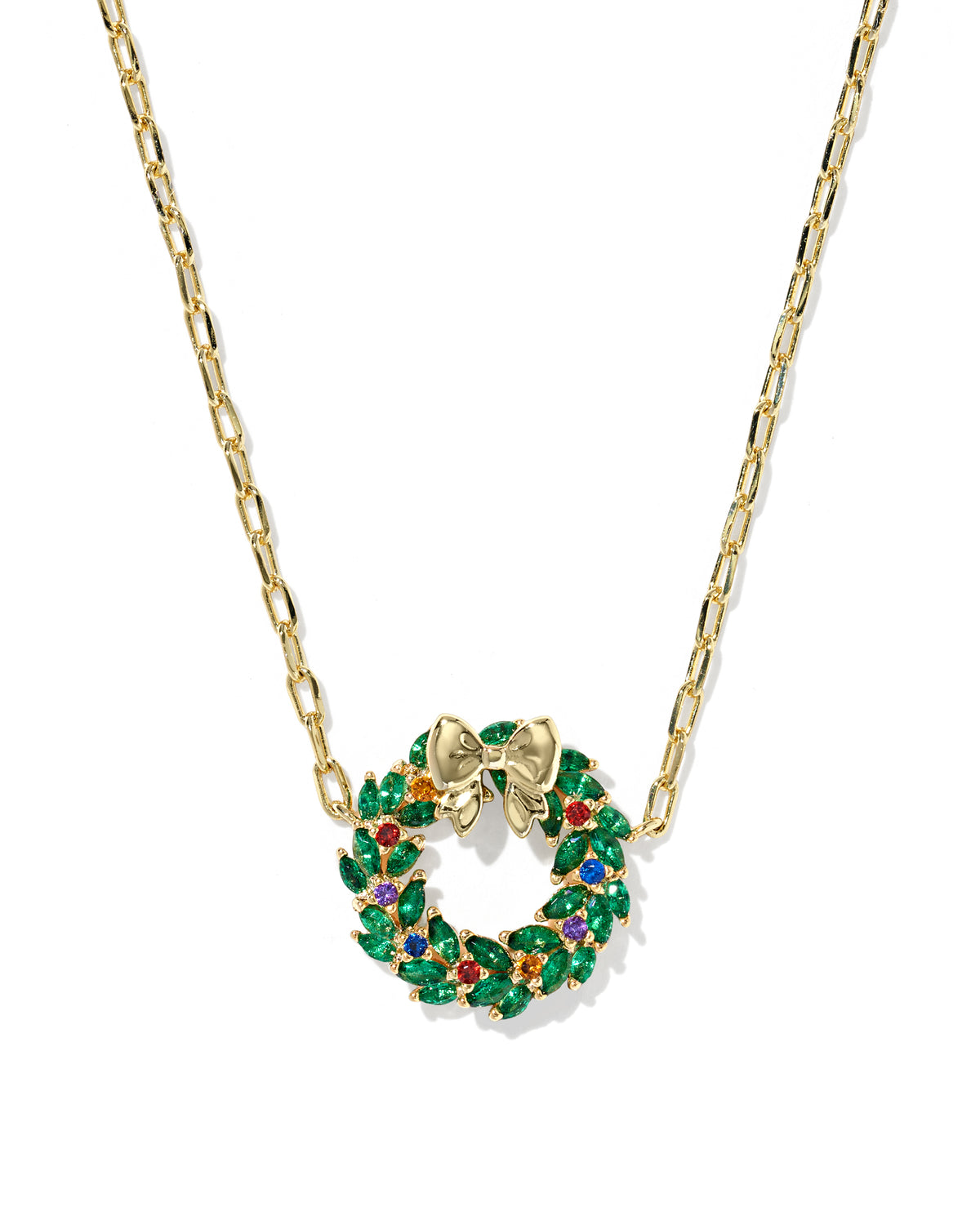 Wreath Gold Short Pendant Necklace in Multi Mix