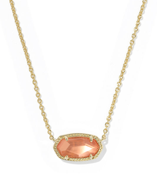 Elisa Gold Pendant Necklace in Burnt Orange Mother of Pearl
