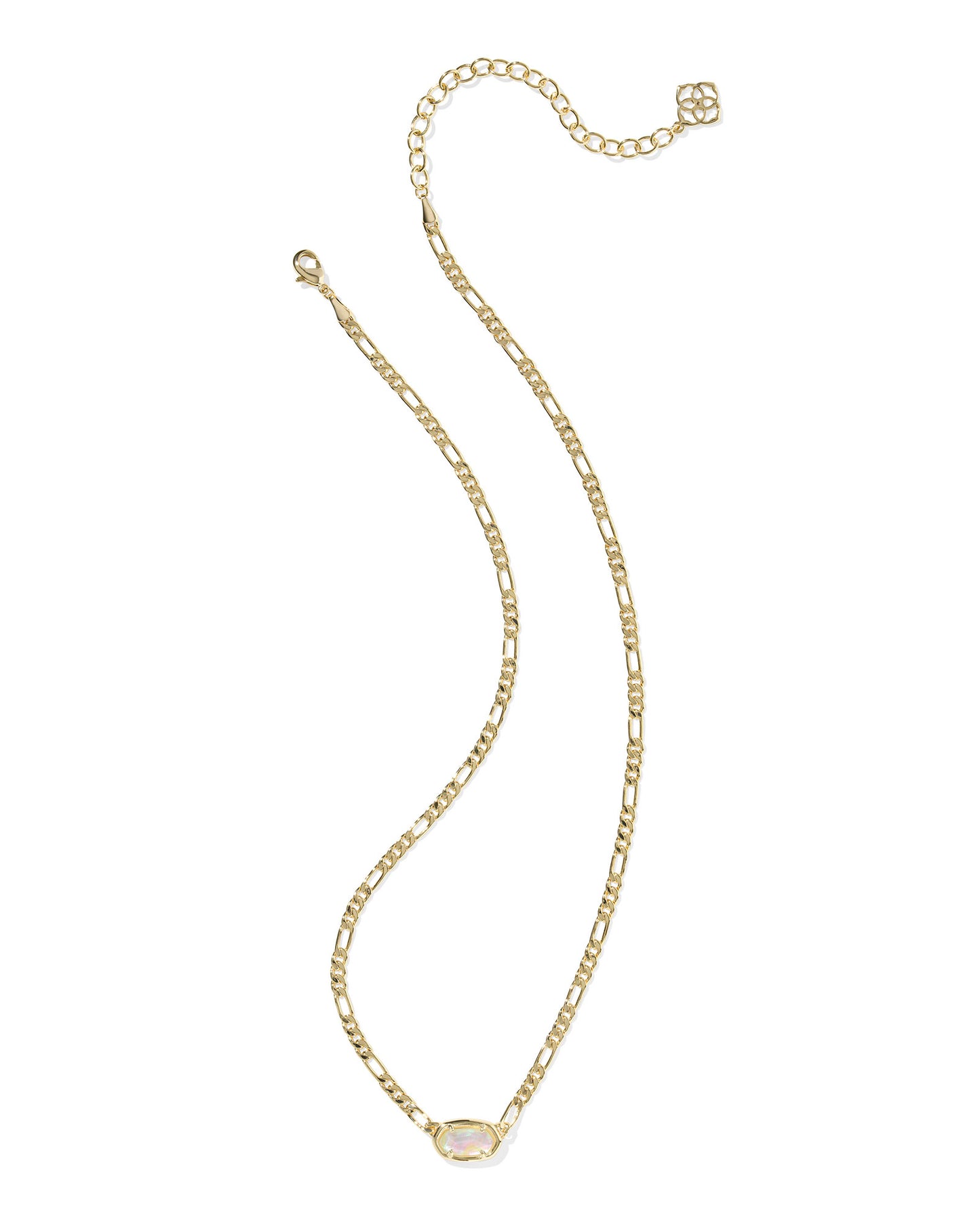 Elisa Gold Iridescent Abalone Figaro Chain Short Pendant Necklace