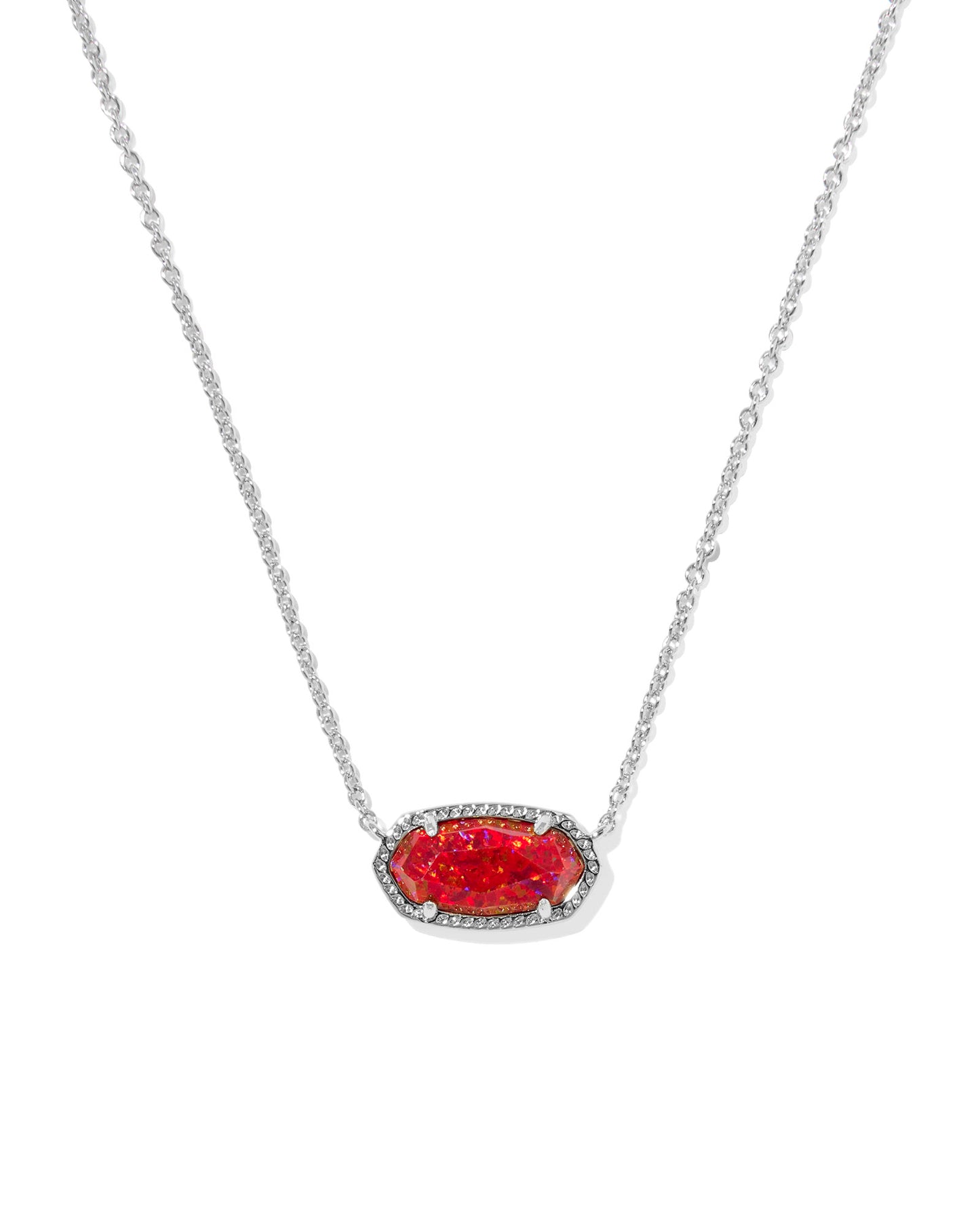 Elisa Silver Pendant Necklace Red Kyocera Opal