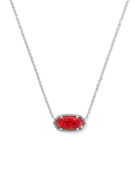 Elisa Silver Pendant Necklace Red Kyocera Opal