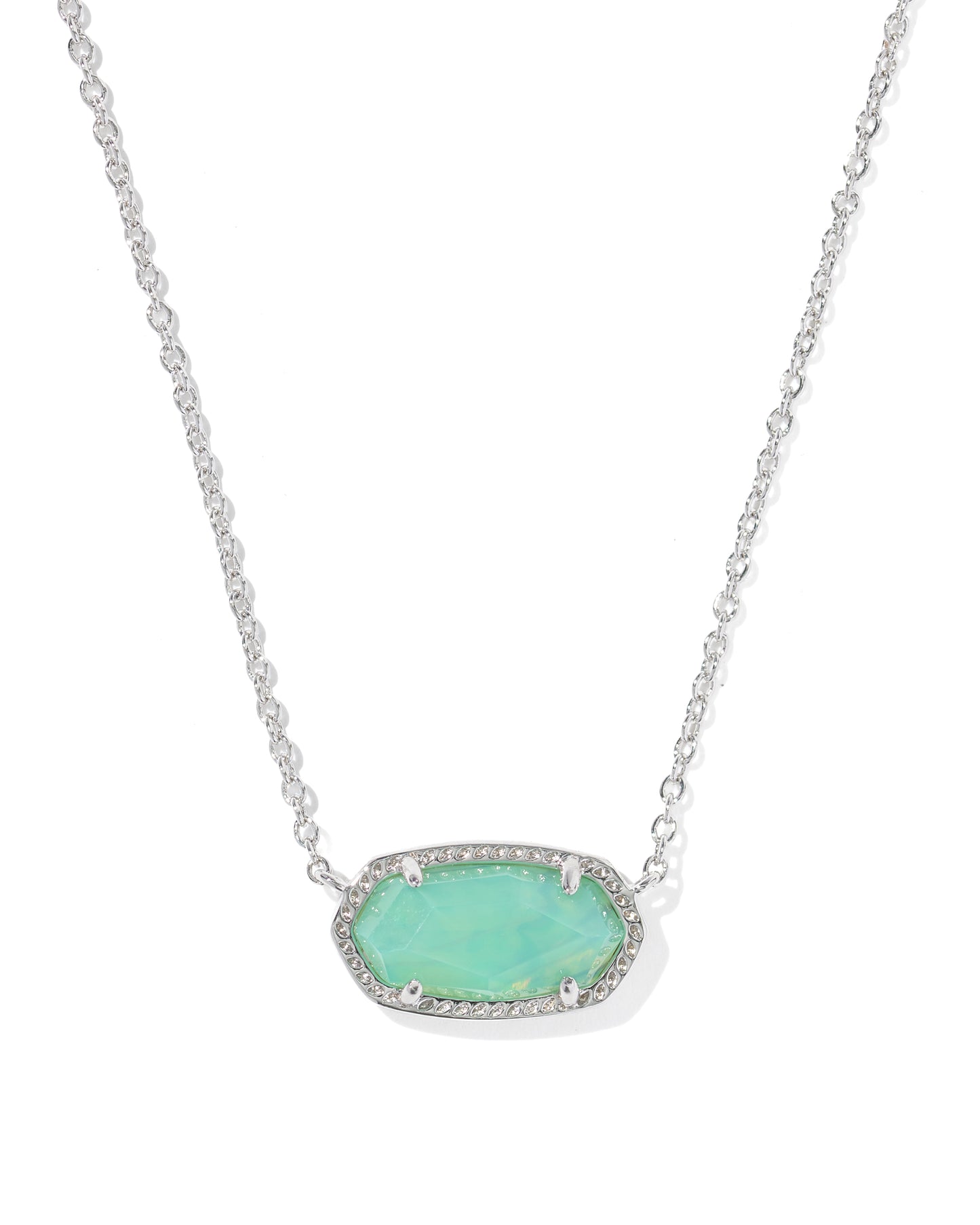 Elisa Silver Pendant Necklace in Mint Iridescent Abalone