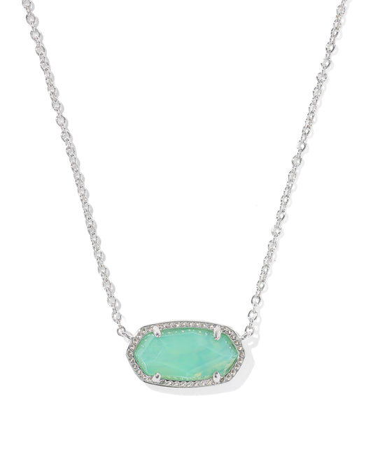 Elisa Silver Pendant Necklace in Mint Iridescent Abalone