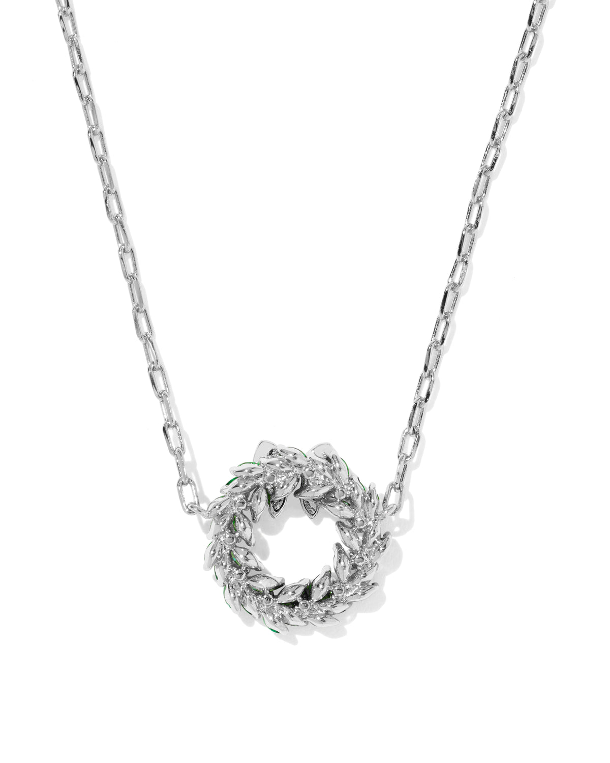 Wreath Silver Short Pendant Necklace in Multi Mix