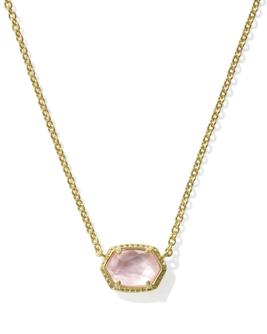 Daphne Gold Frame Short Pendant Necklace in Light Pink Mother of Pearl