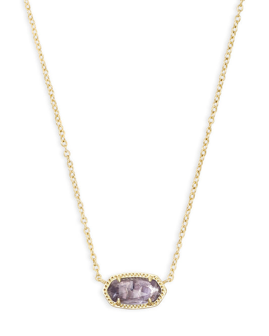 Elisa Gold Pendant Necklace in Purple Amethyst