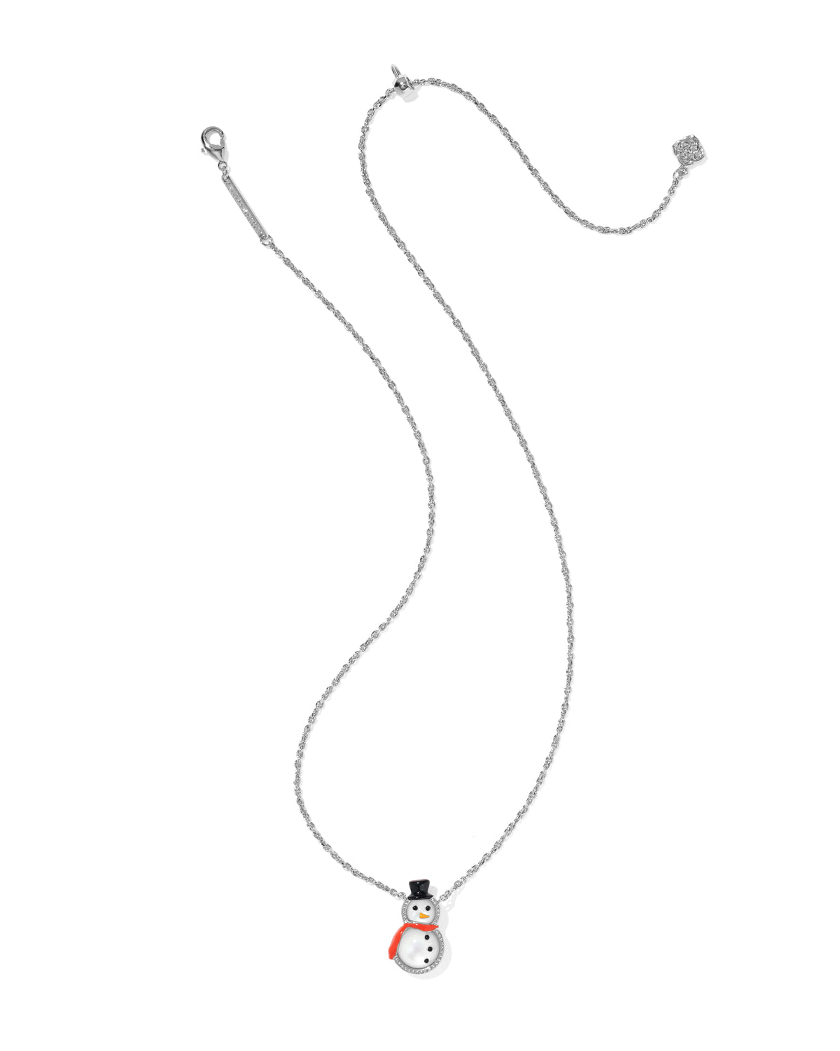 Snowman Silver Short Pendant Necklace in Ivory Mother of Pearl