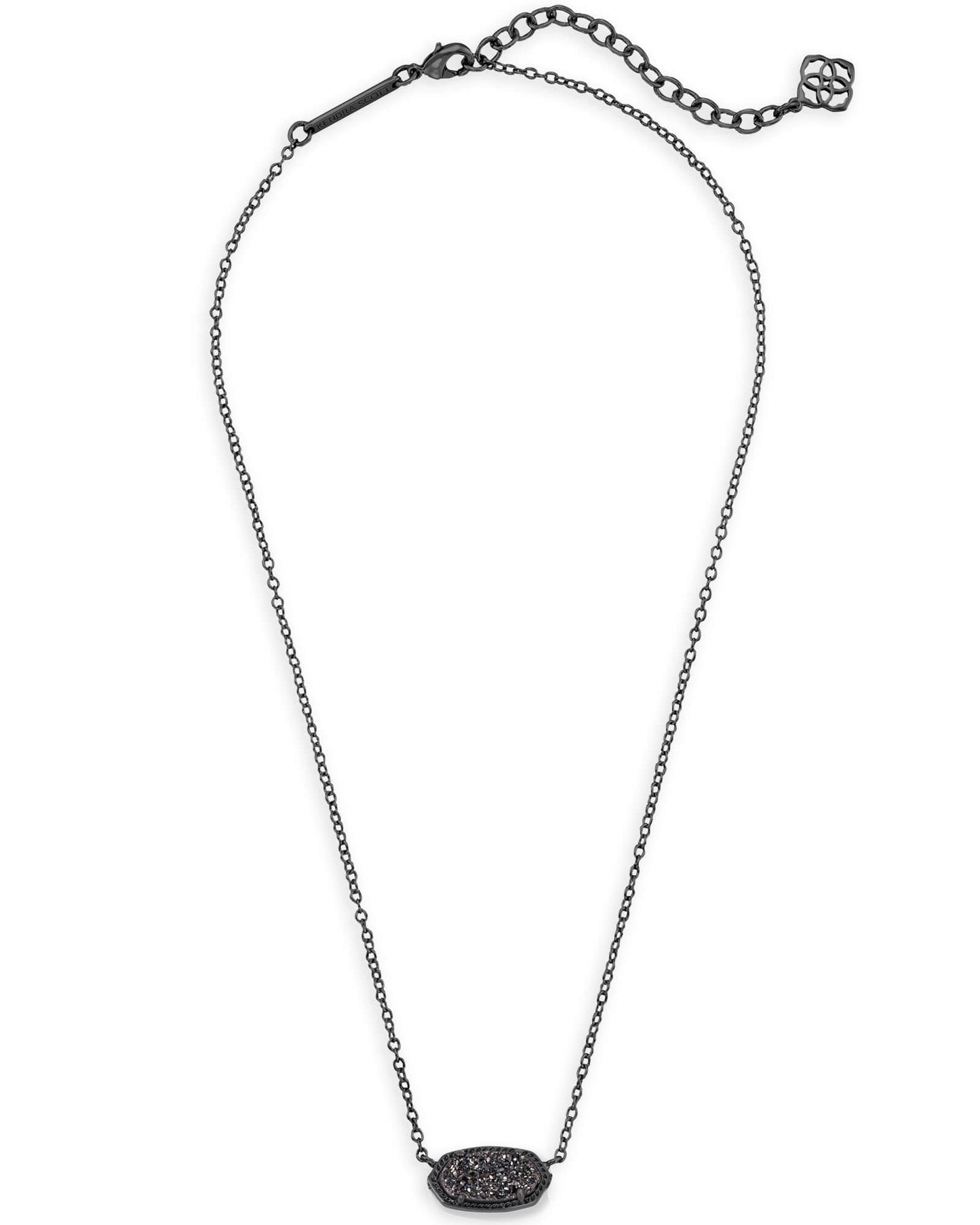 Elisa Gunmetal Pendant Necklace in Black Drusy