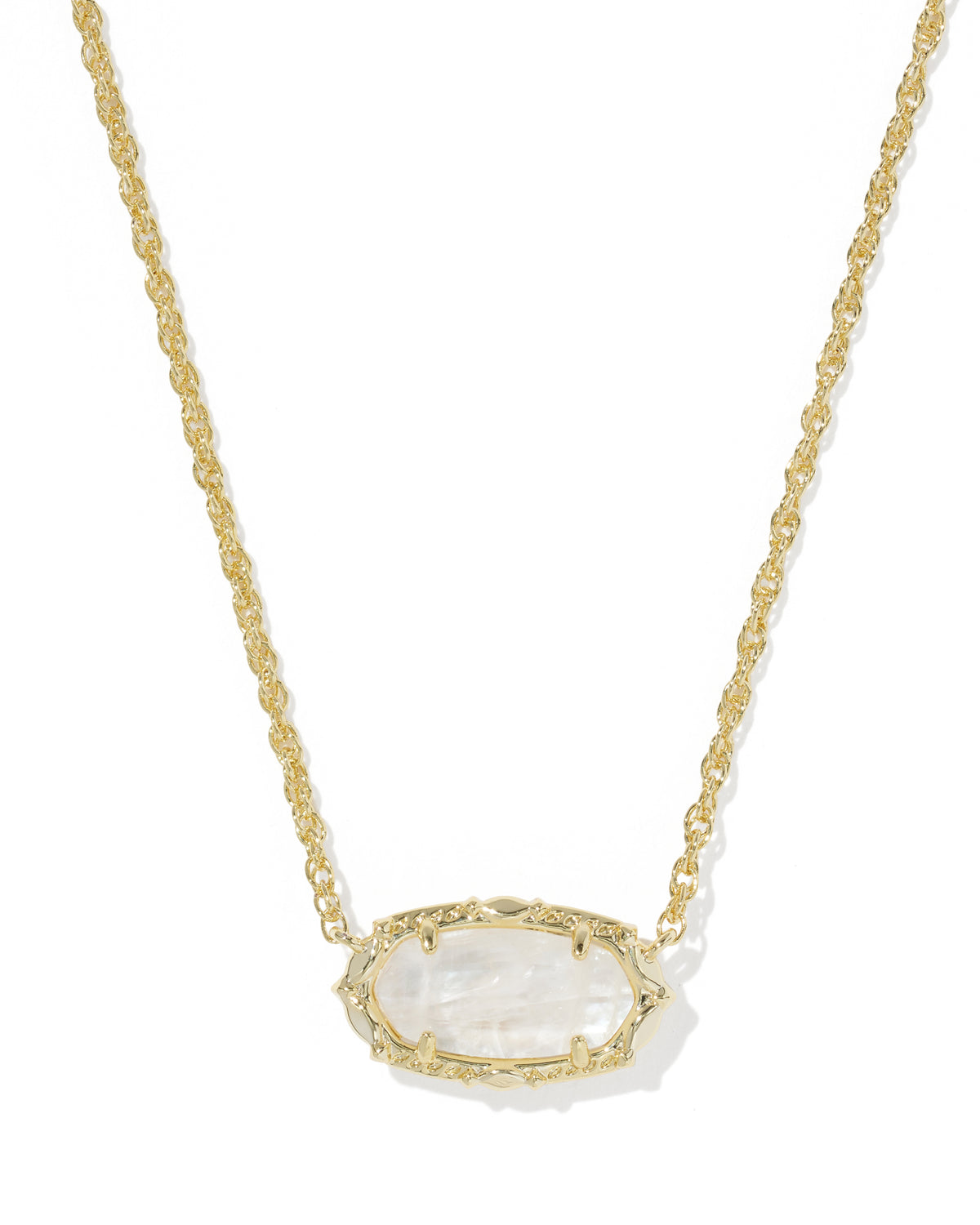Elisa Clara Gold Short Pendant Necklace in Crystal Ivory Illusion