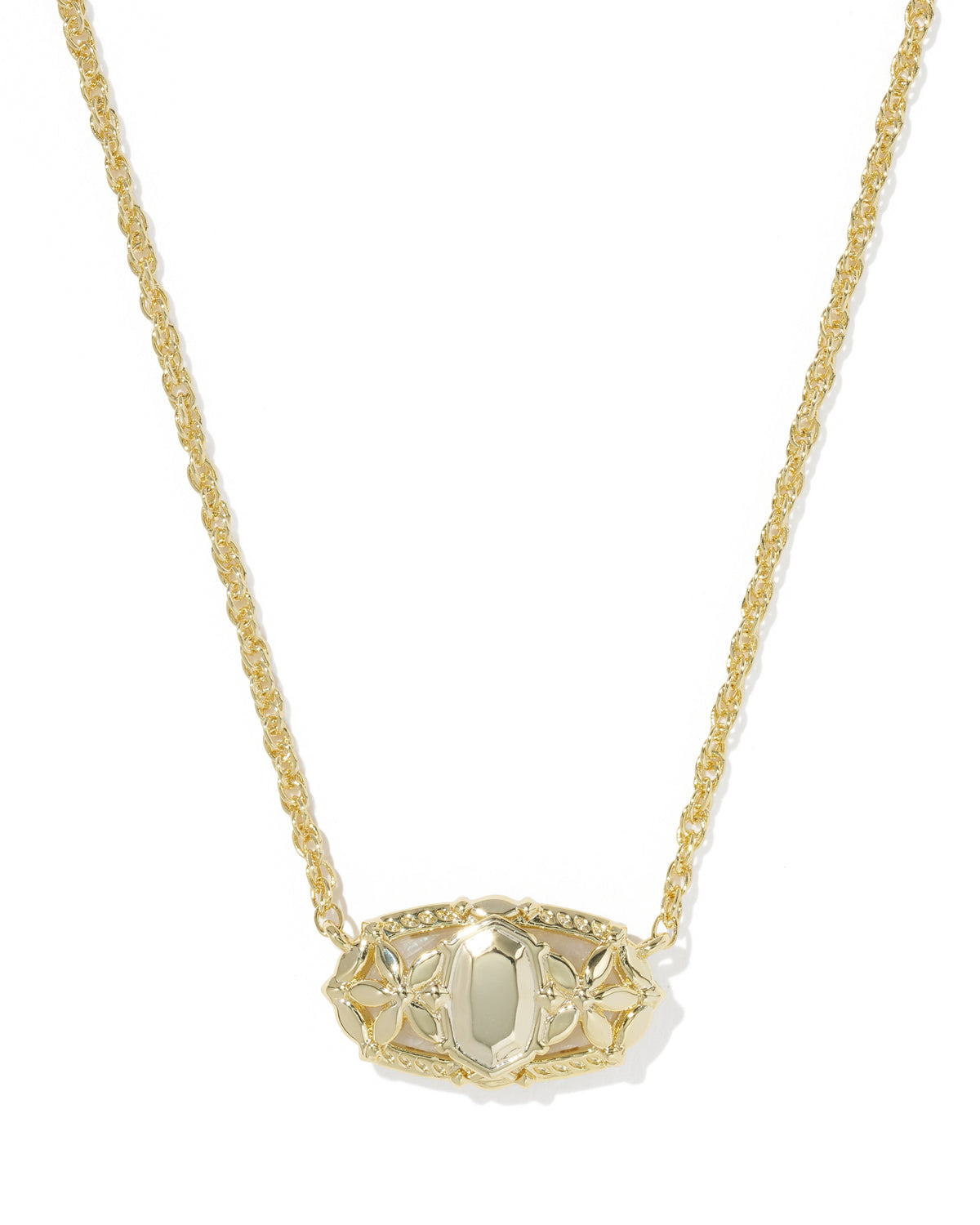 Elisa Clara Gold Short Pendant Necklace in Crystal Ivory Illusion