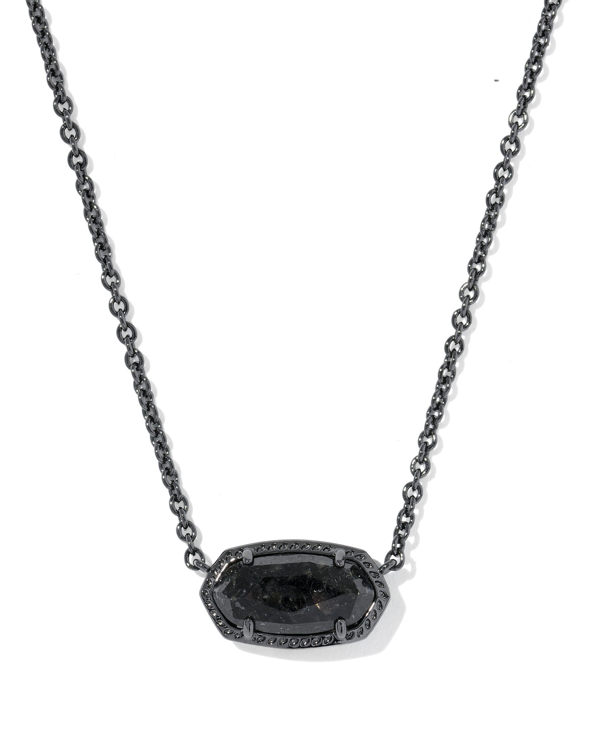 Elisa Gunmetal Boo Short Pendant Necklace in Black Granite