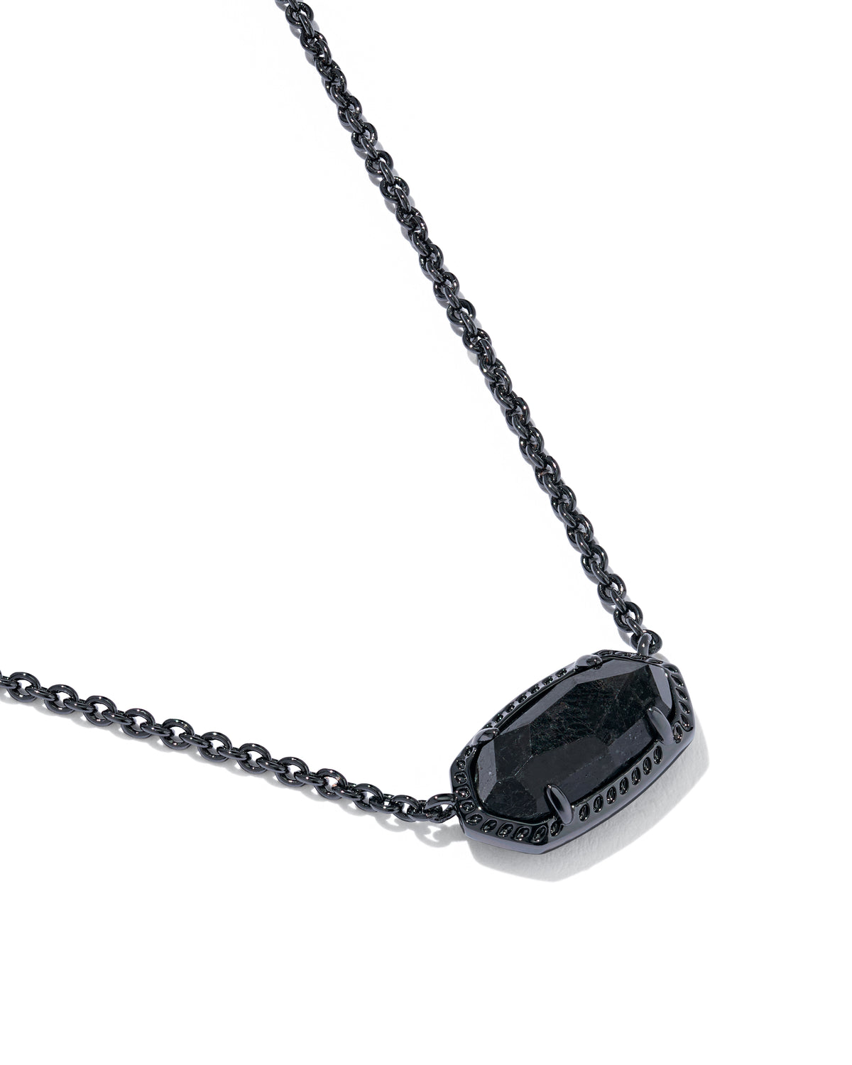 Elisa Gunmetal Boo Short Pendant Necklace in Black Granite