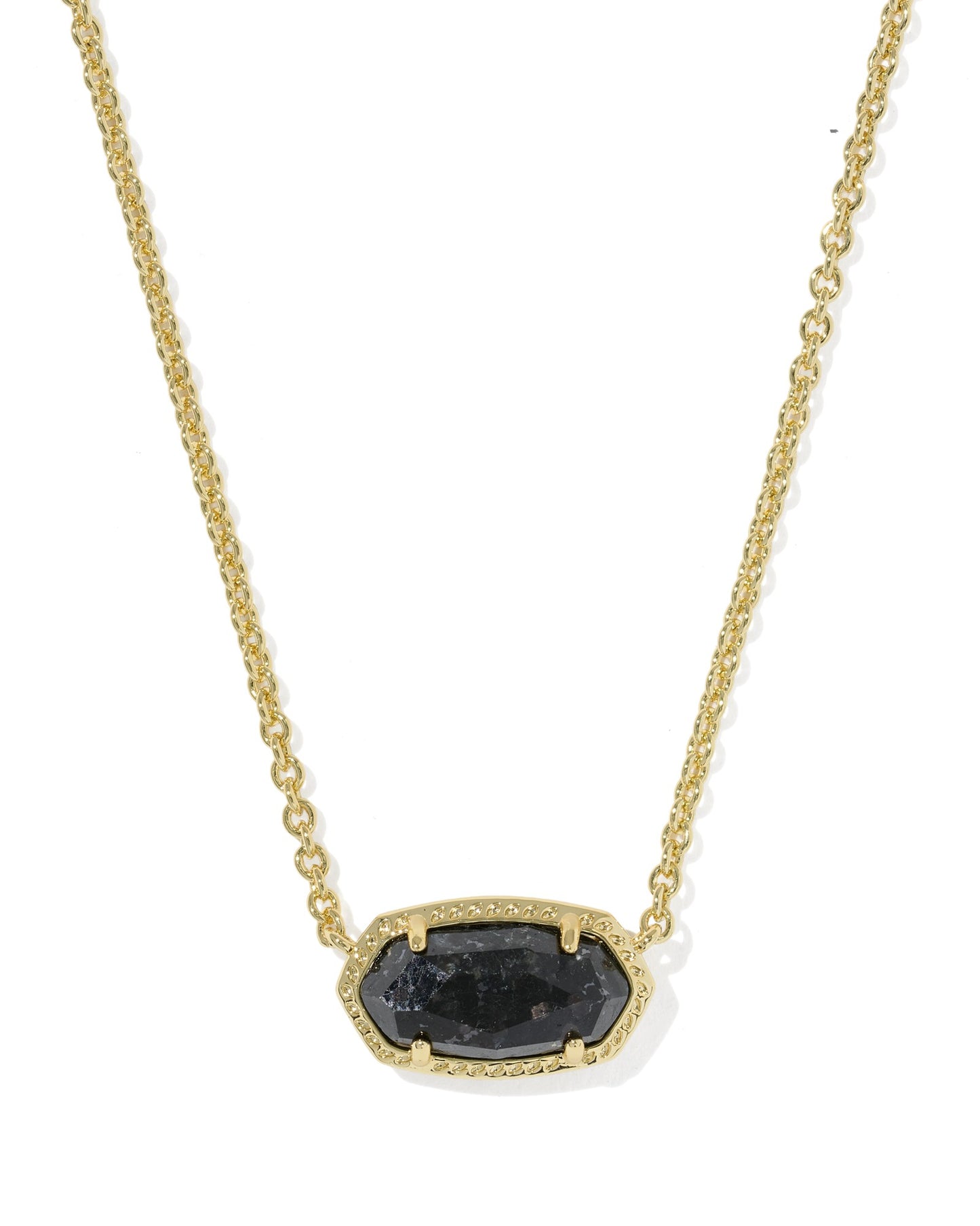 Elisa Gold Boo Short Pendant Necklace in Black Granite