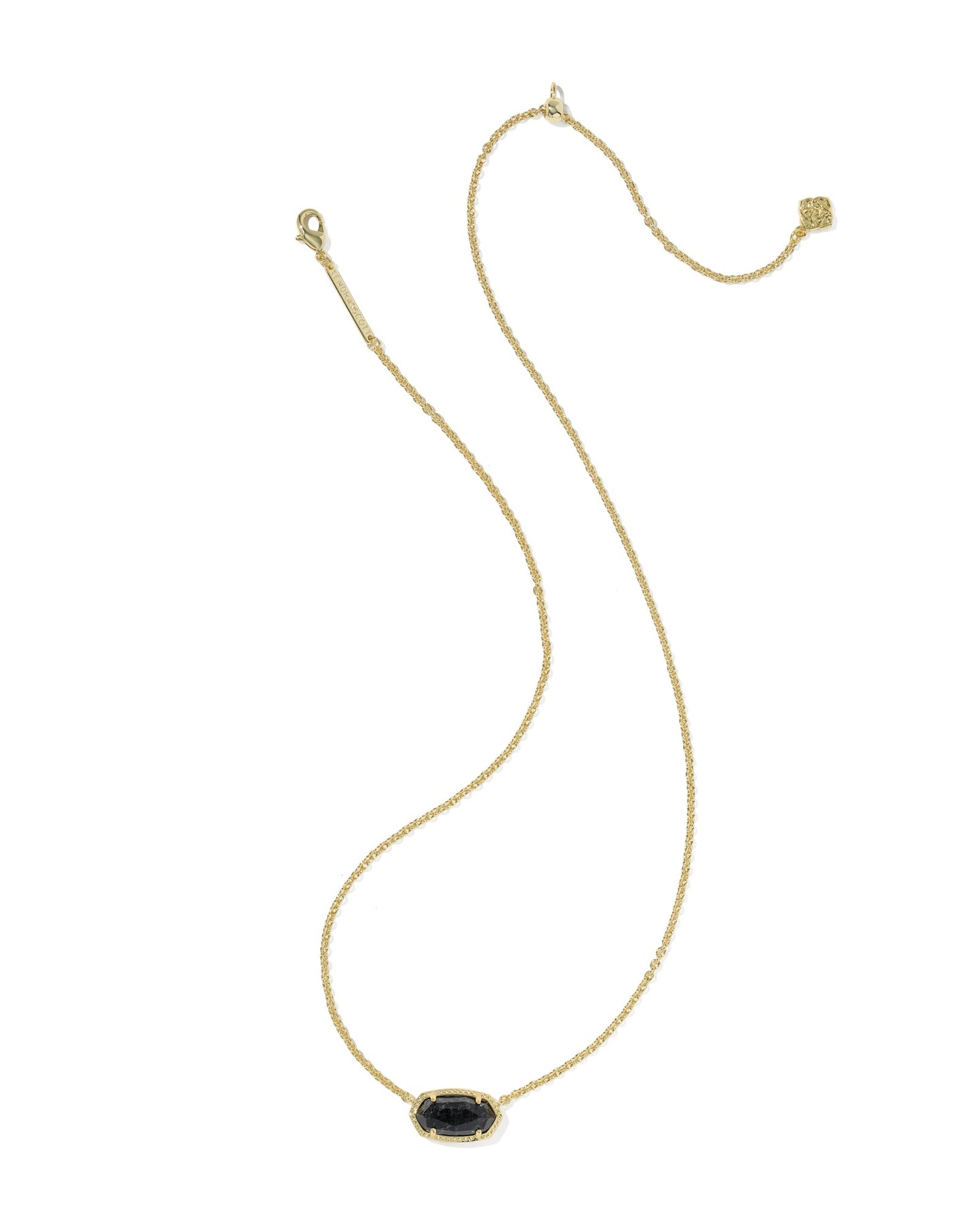 Elisa Gold Boo Short Pendant Necklace in Black Granite