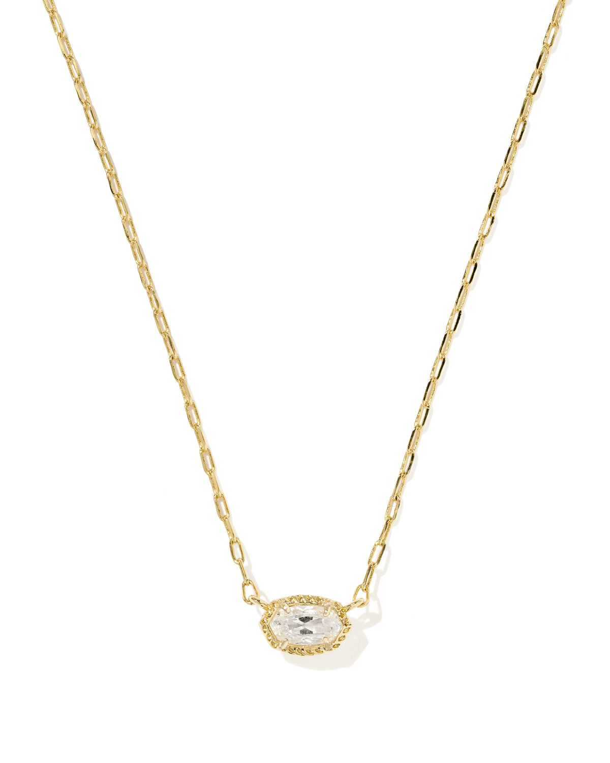 Mini Elisa Luxe Gold Short Pendant Necklace in White CZ