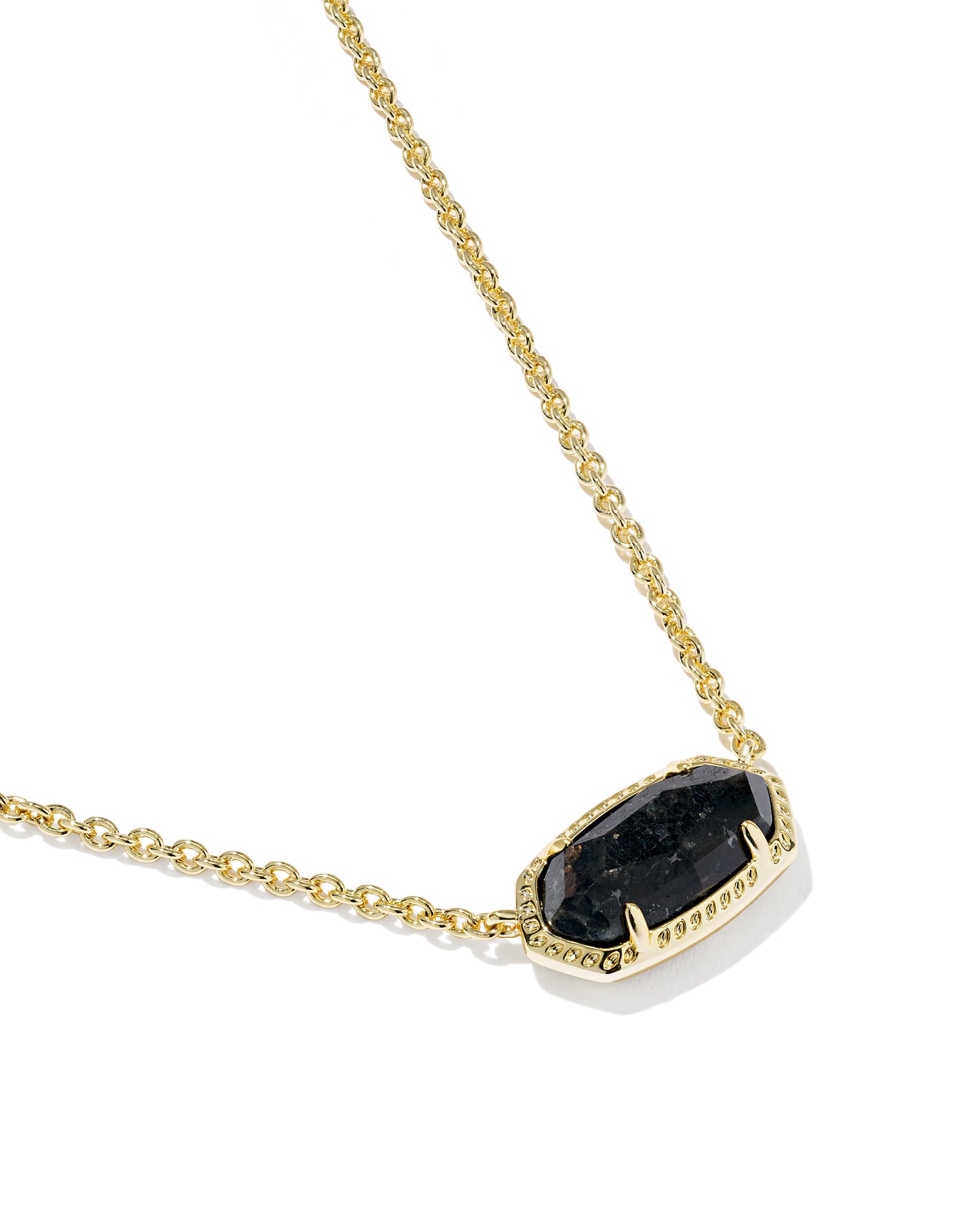 Elisa Gold Boo Short Pendant Necklace in Black Granite