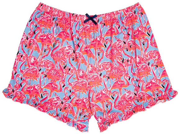 Ruffle Lounge Shorts - Flamingo